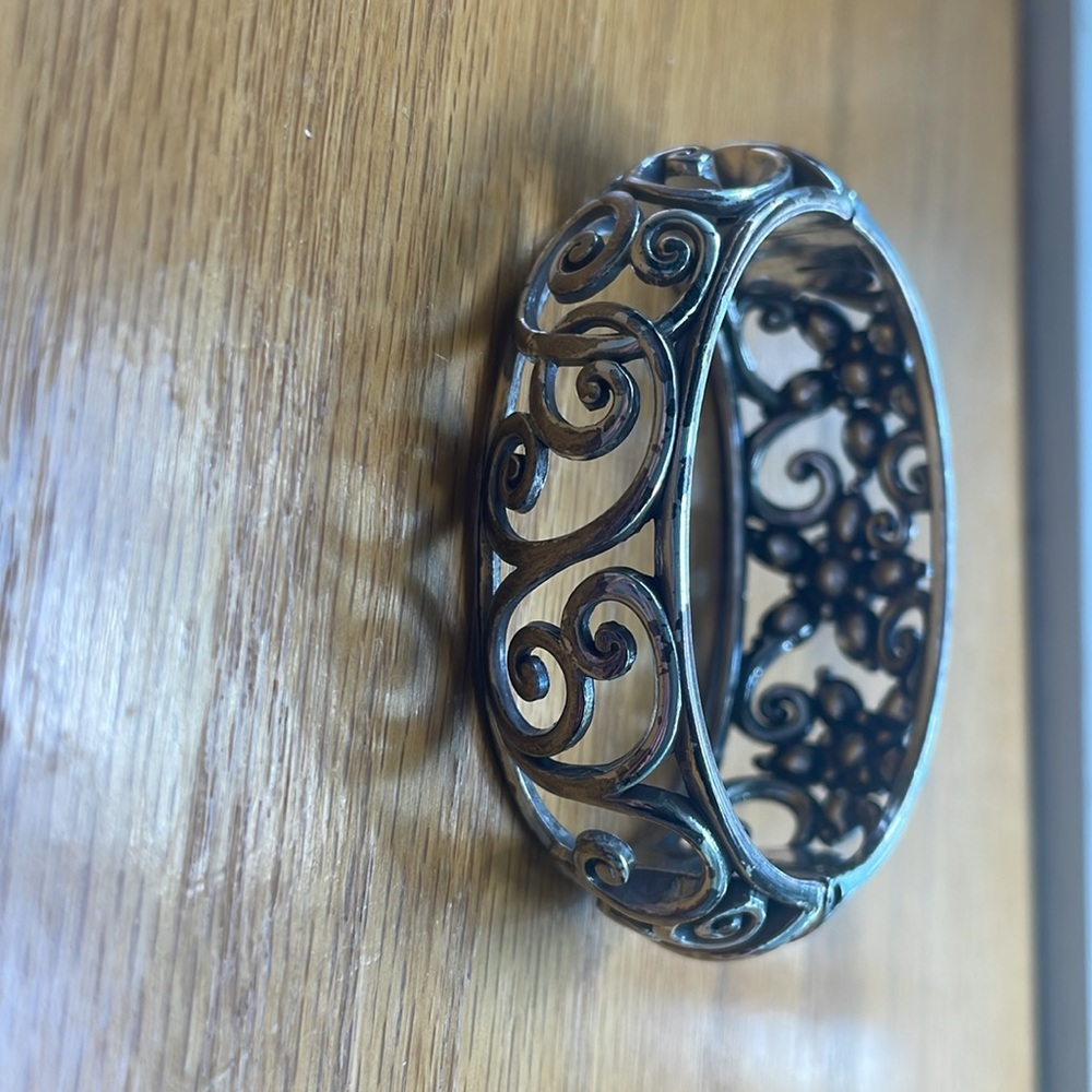 Brighton Silver Platted Hinged Flower Bracelet - image 3